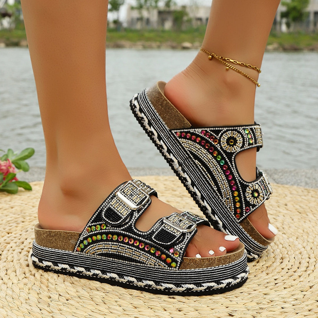 Damen Riemchen-Sandalen mit elegantem Schmuck detail EB