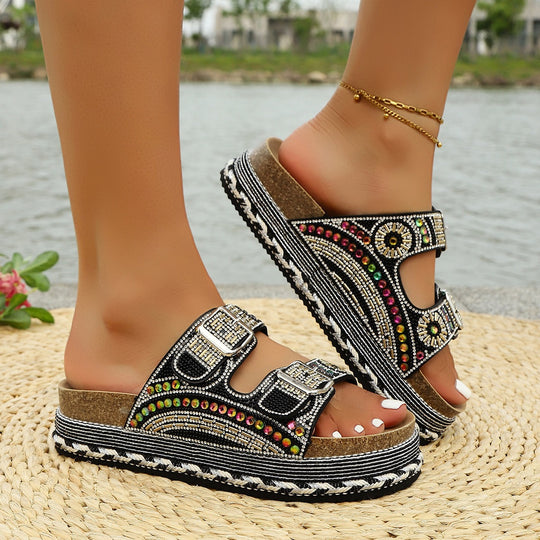 Damen Riemchen-Sandalen mit elegantem Schmuck detail EB
