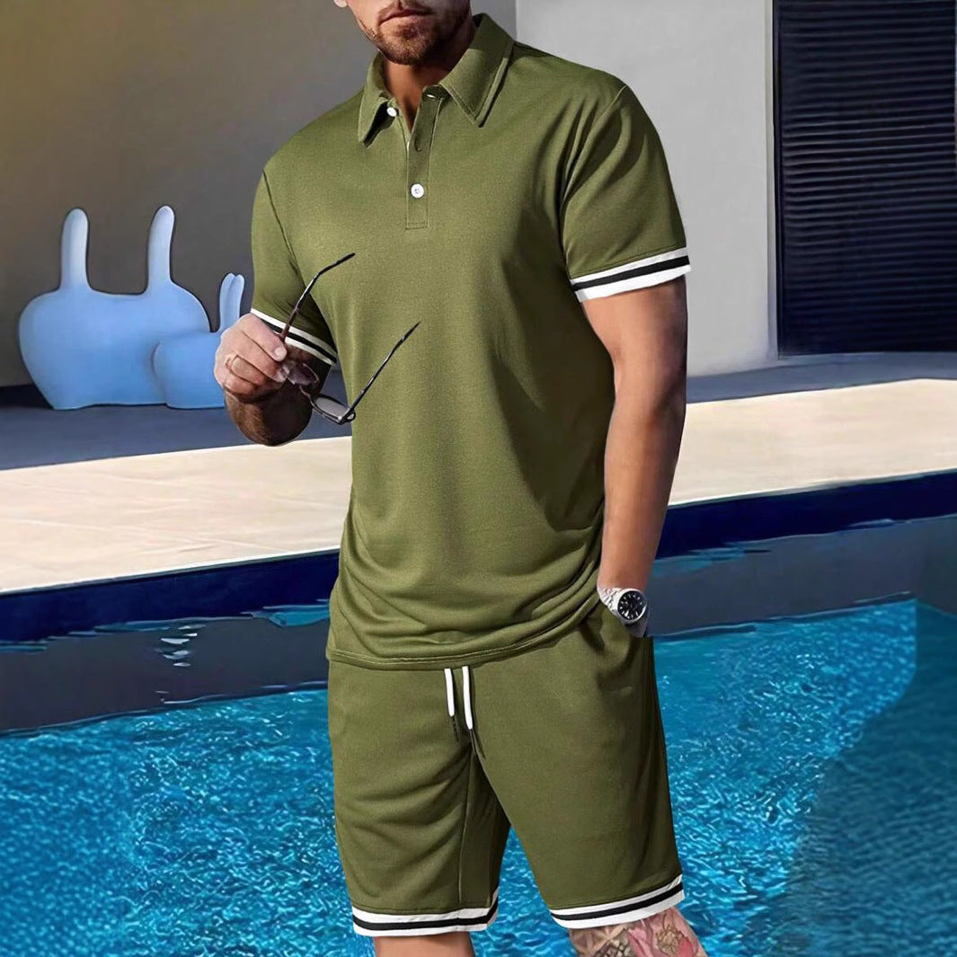 Herren sportliches Polo-Shirt und Shorts Set mit modernem Schnitt EB