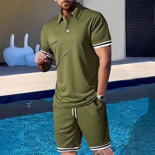 Herren sportliches Polo-Shirt und Shorts Set mit modernem Schnitt EB
