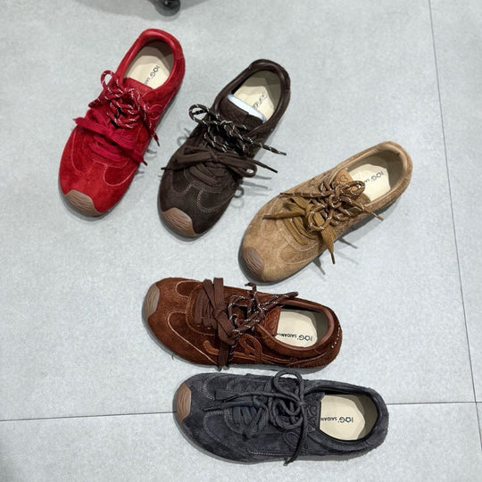 Damen modische Sneakers aus hochwertigem Wildleder mit individuell verstellbaren Schnürsenkeln EB