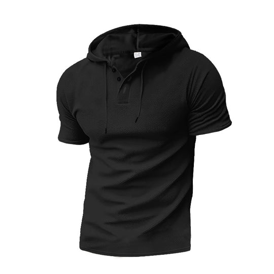 Herren Sweatshirt mit Kapuze und Kontrastknöpfen EB