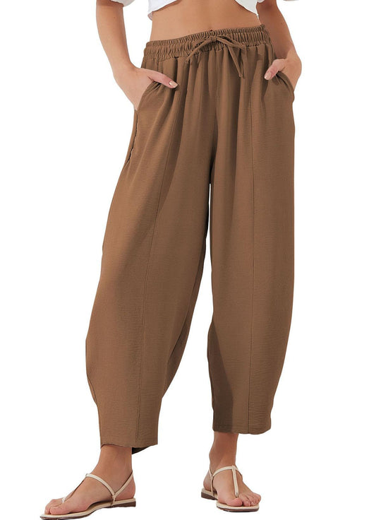 Damen lässige Freizeithose mit elastischem Bund und praktischen Seitentaschen EB