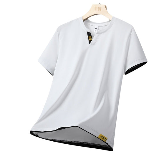 Herren nan atmungsaktives Funktionsshirt mit kontrastkanten und offenem V-Ausschnitt EB