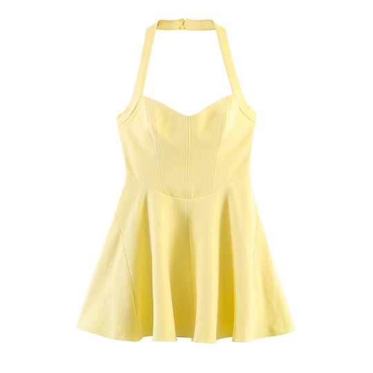Damen A-Linien Kleid mit Halterneck und figurbetonter Silhouette EB