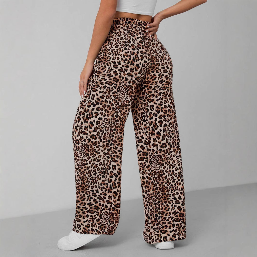 Damen Relaxed Fit Leopardenmuster Palazzo-Hose EB