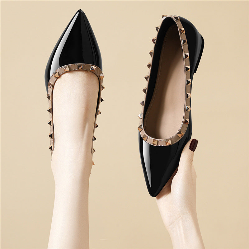Damen elegante spitze Ballerinas mit Nieten EB