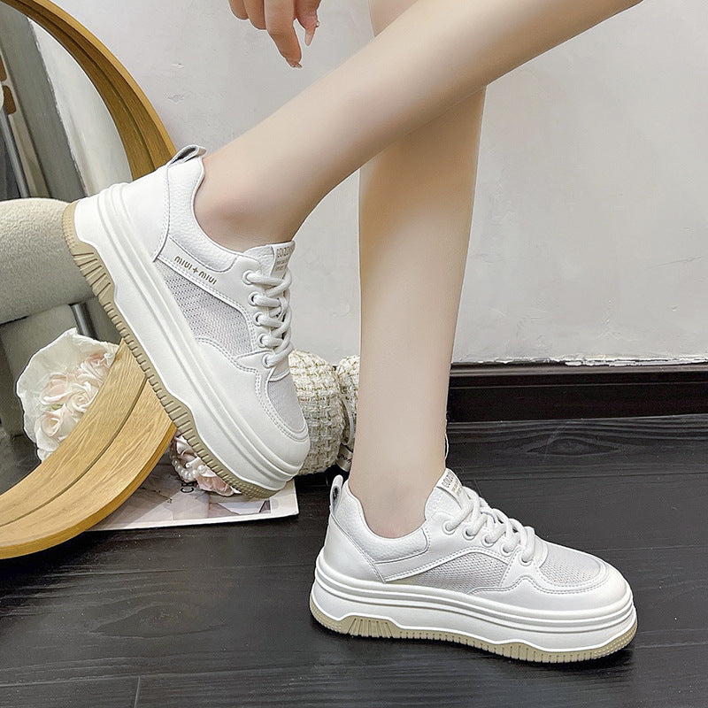 Damen Sportliche Sneakers mit hohem Plateau und atmungsaktiver Oberfläche EB