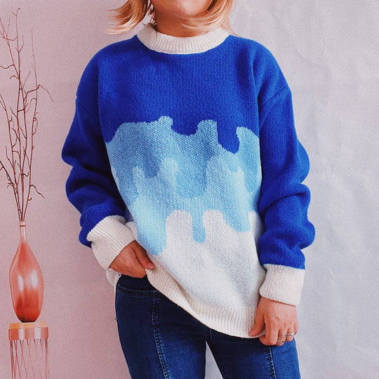 Damen Strickpullover mit modernem Farbverlauf und lässigem Schnitt EB