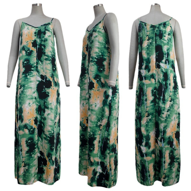 Damen Elegant langes Kleid mit Spaghettiträgern EB