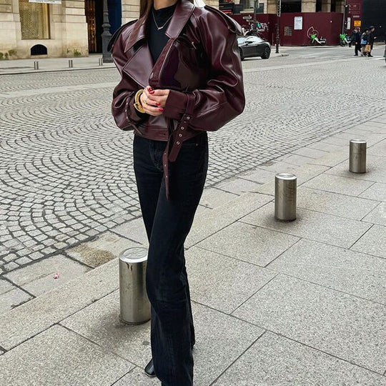 Damen Modische jacke im cropped Design mit Gummizug EB