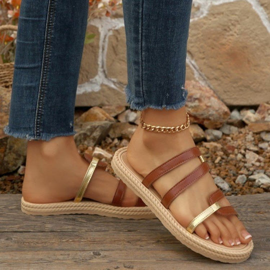 Damen Sommerliche Zehentrenner Sandalen EB