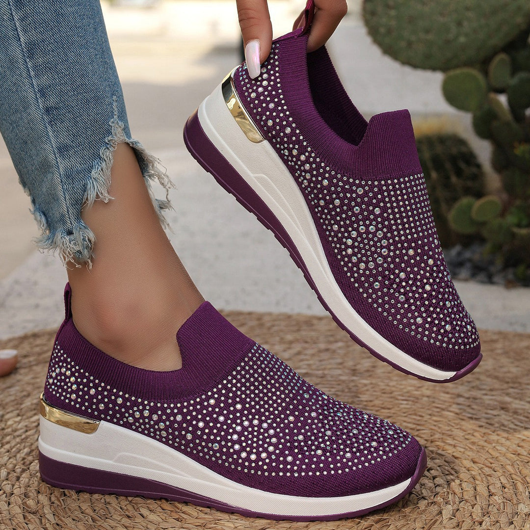 Damen Glitzernde Slip-On Sneakers mit bequemer und dämpfender Sohle EB