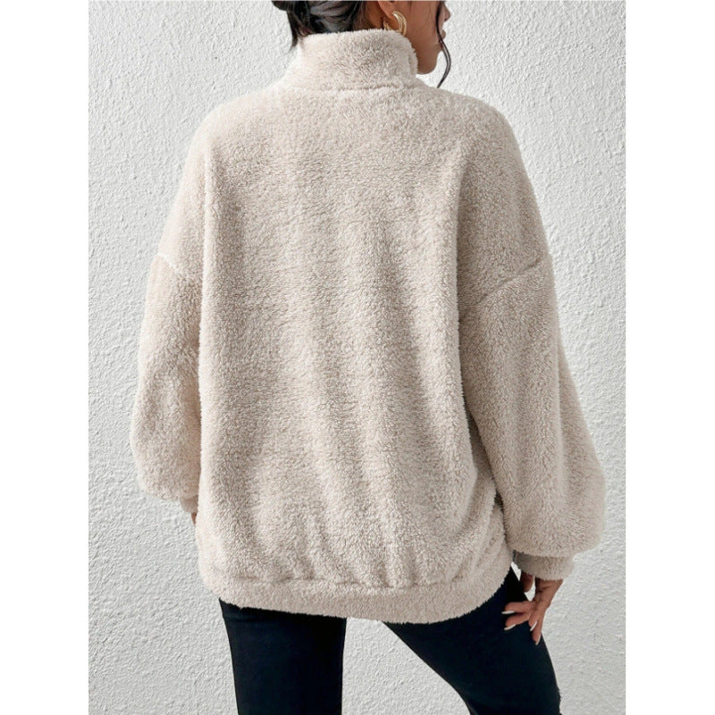 Damen Fleece-Pullover mit hohem Kragen EB