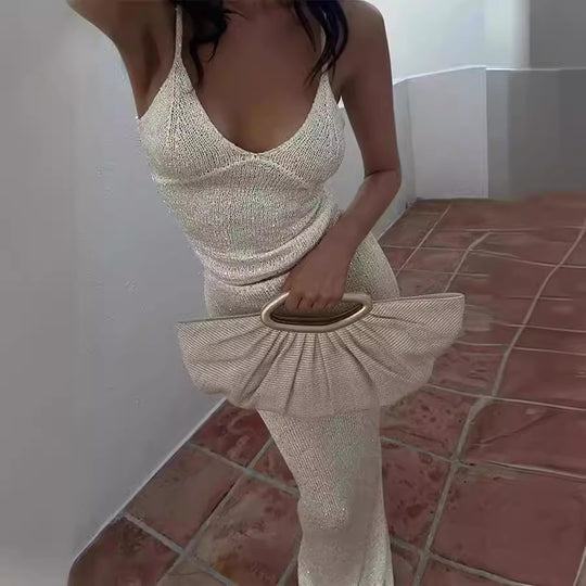 Damen Strick-Top und Maxi-Rock Set EB