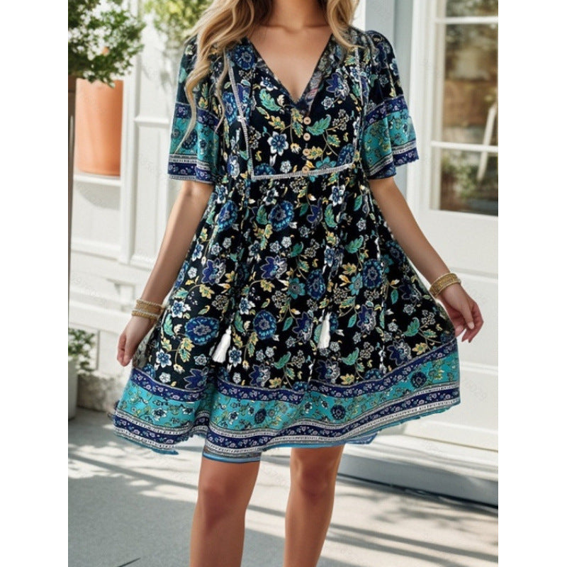 Damen Blühendes Sommerkleid mit Volant EB