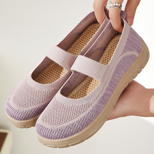 Damen Bequeme Slip-On Sportschuhe mit elastischem Riemen EB