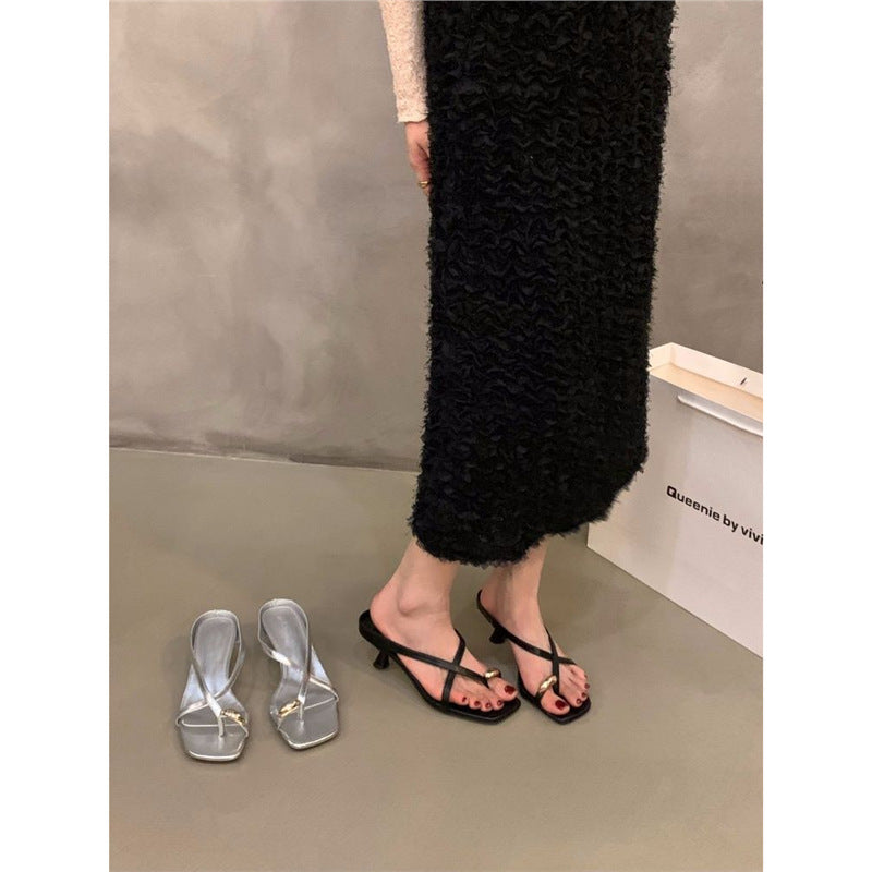 Damen elegante Slingback Sandalen mit verziertem Blockabsatz EB