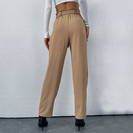Damen elegante Hochbundhose mit Bindegürtel EB