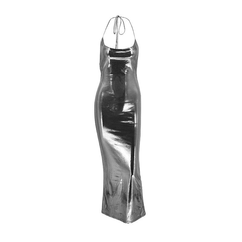 Damen elegantes Abendkleid mit tiefem Rückenausschnitt und fließendem Saum EB