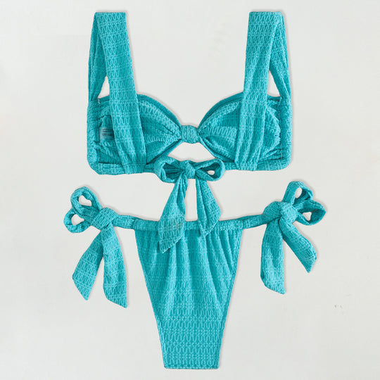 Damen Hochwertiger Bikini mit verspielten Schleifen EB