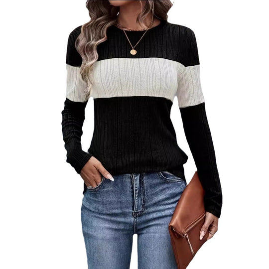 Damen Strukturierter Pullover mit modischem Streifenmuster EB