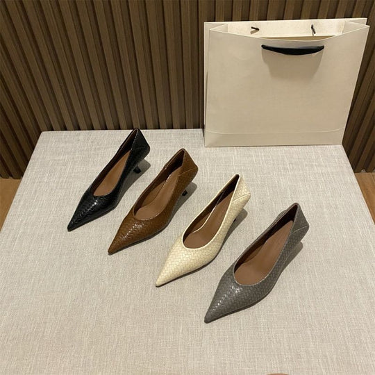 Damen Ballerinas aus geflochtenem Lederdesign EB