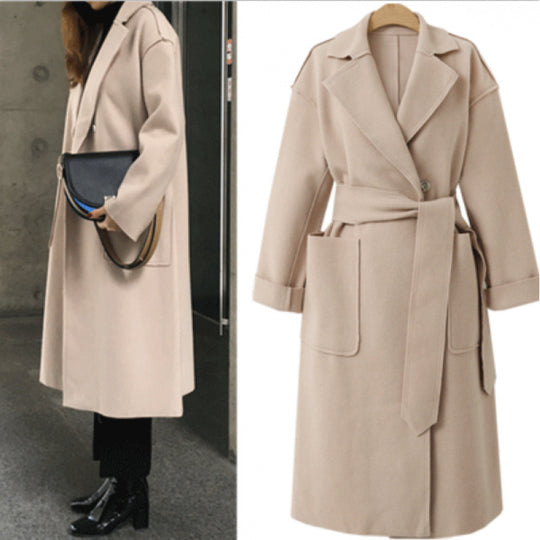 Damen Oversized Mantel mit tiefem Revers und Taschen EB