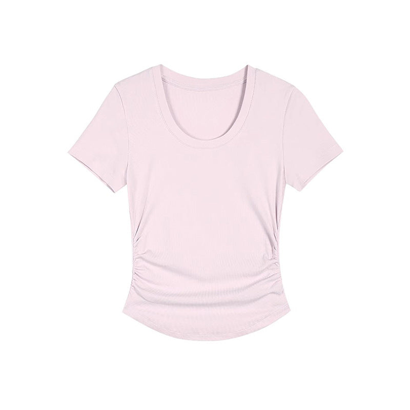 Damen Elegantes kurzärmliges Basic-Oberteil mit figurbetonendem Schnitt EB