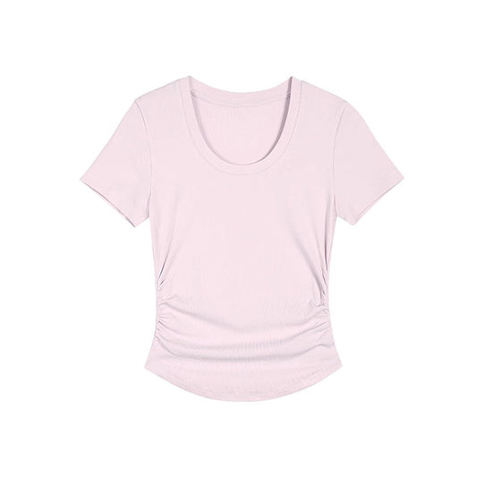 Damen Elegantes kurzärmliges Basic-Oberteil mit figurbetonendem Schnitt EB