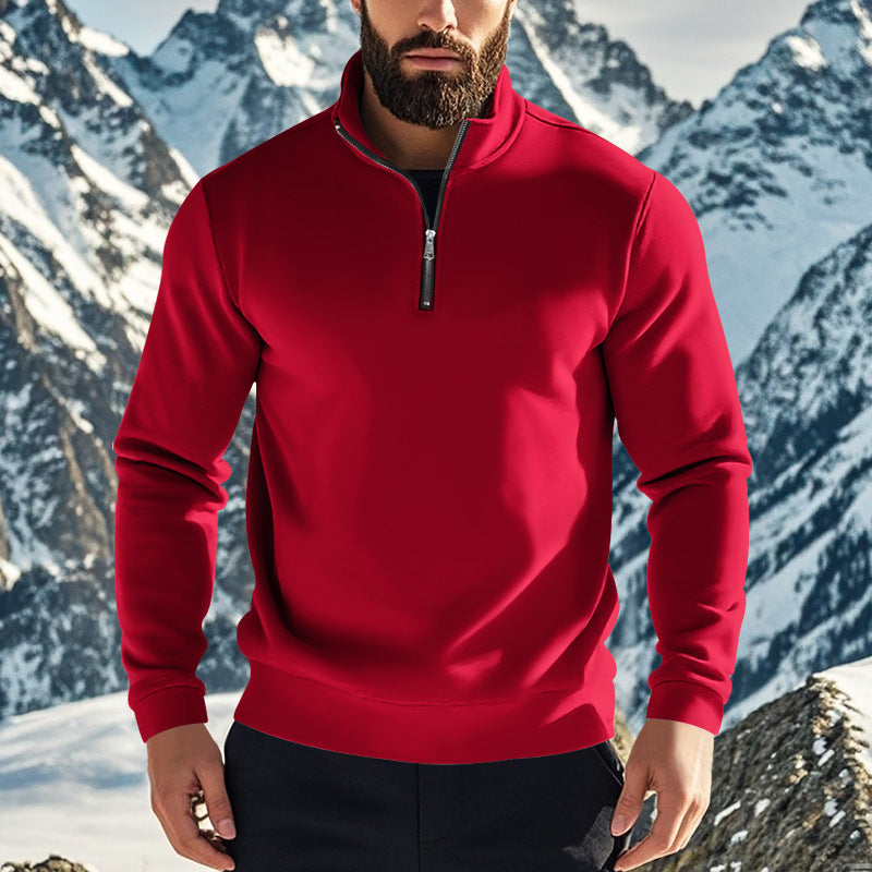 Herren nan komfortables Halbzip-Sweatshirt mit Stehkragen, leicht angerauter Innenseite und geripptem Saum EB