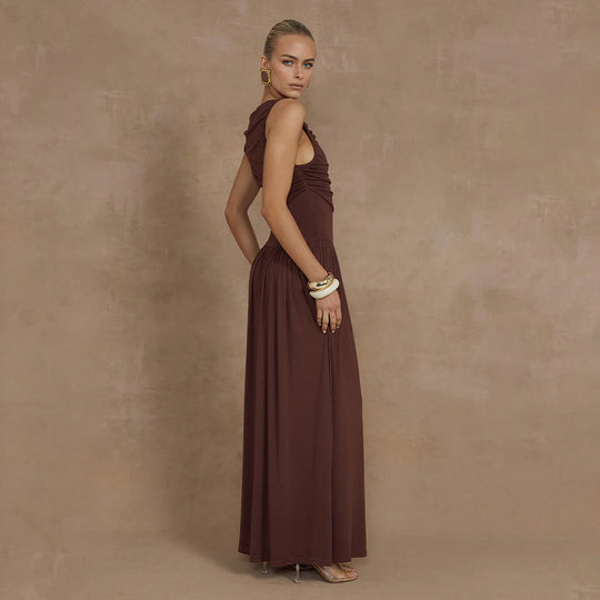 Damen Elegantes Maxikleid mit raffiniertem Rüschendesign EB