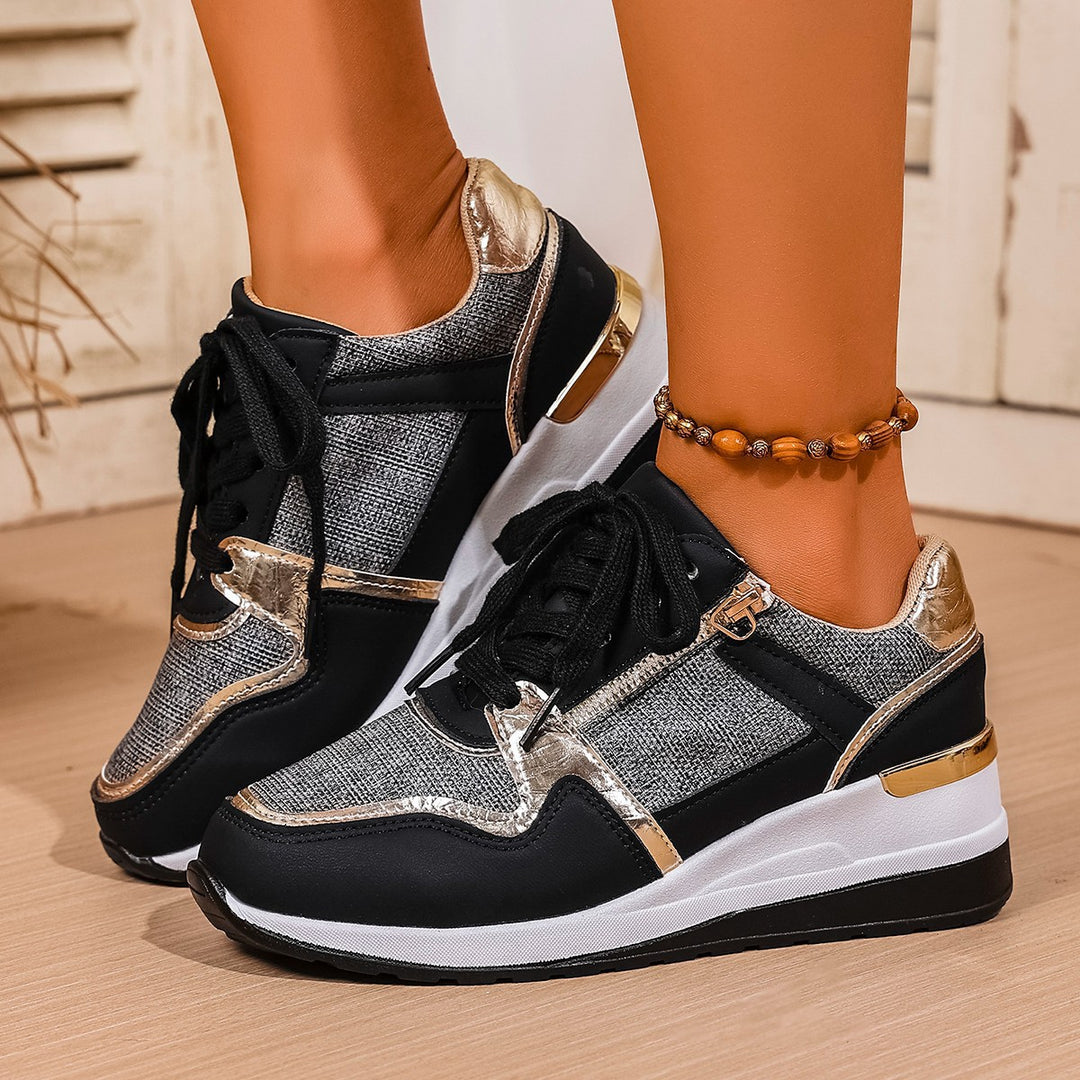 Damen Sneakers mit edelem Metallic-Akzent und atmungsaktiver Oberflächenstruktur EB