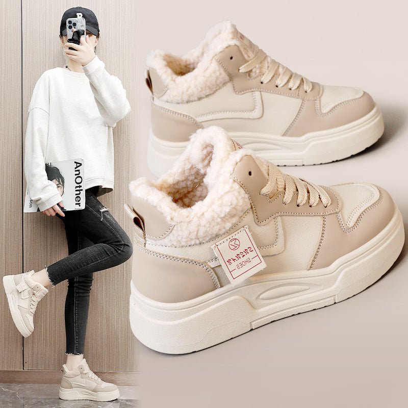 Damen hohe Modische Sneakers mit kuscheligem Innenfutter und sportlichem Design EB