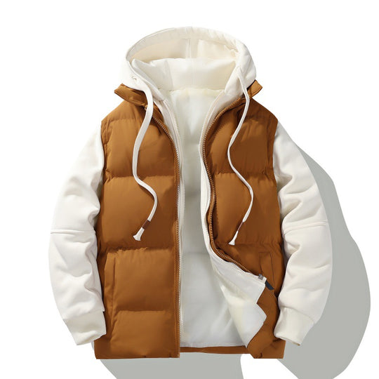 Herren zweilagige Kapuzen-Steppjacke mit abnehmbarer Wattierung und weichen Ärmelpanelen EB