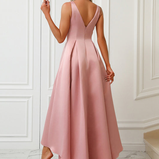 Damen Asymmetrisches Abendkleid aus satin mit Faltenwurf EB