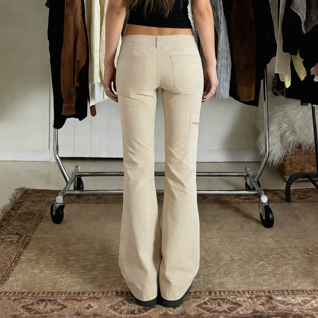 Damen bequeme Cargo-Hose mit elastischem Bund und praktischen Seitentaschen EB