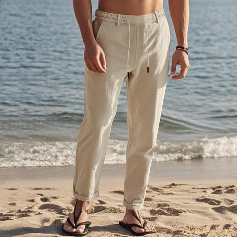 Herren lässige Freizeithose mit elastischem Bund und seitlichen Taschen EB