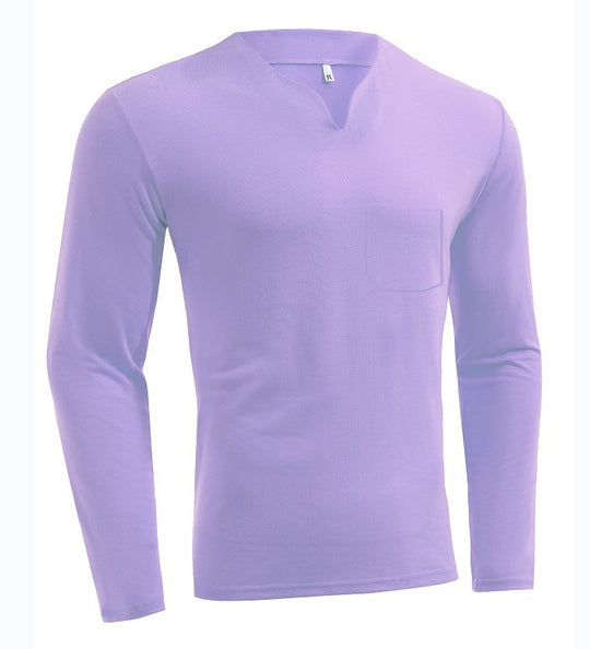 Herren nan Langarmshirt mit V-Ausschnitt Slim Fit Baumwollmix und elastischem Komfortbund EB