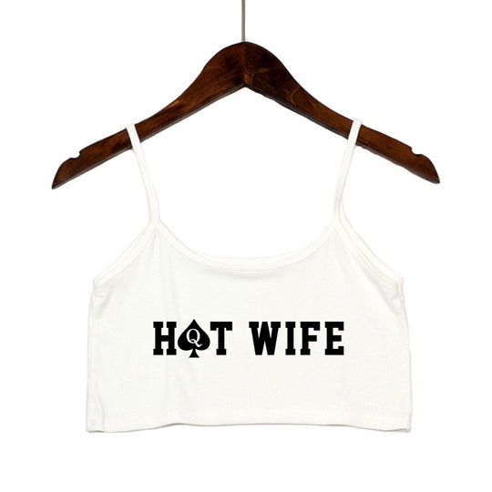Damen Crop-Top mit modernen Schriftzügen und verstellbaren Trägern EB