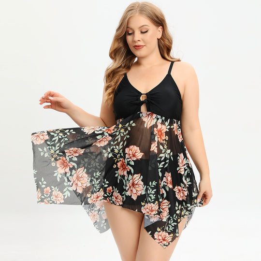 Damen Badekleid mit floralem Rock EB