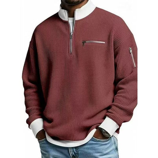 Herren Sweatshirt mit hohem Kragen und praktischem Reißverschluss EB