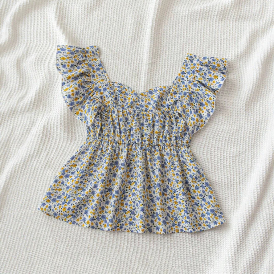 Damen Blumenbluse mit Rüschendetails und fließendem Schnitt EB