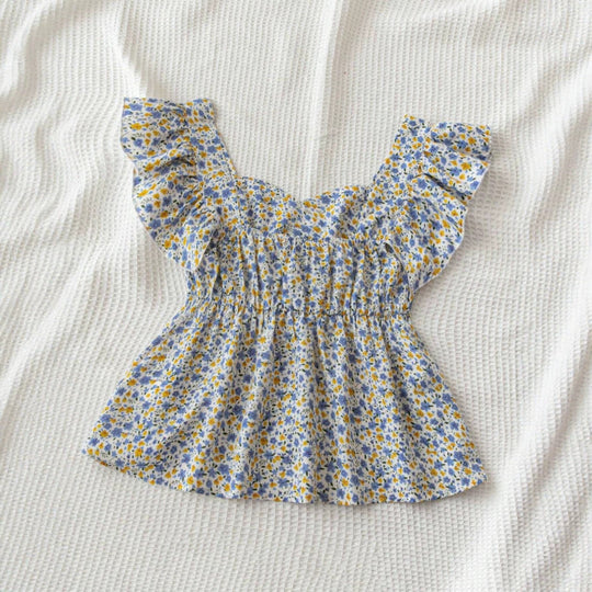 Damen Blumenbluse mit Rüschendetails und fließendem Schnitt EB