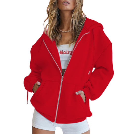 Damen Oversize Hoodiejacke mit hohen Kragen EB