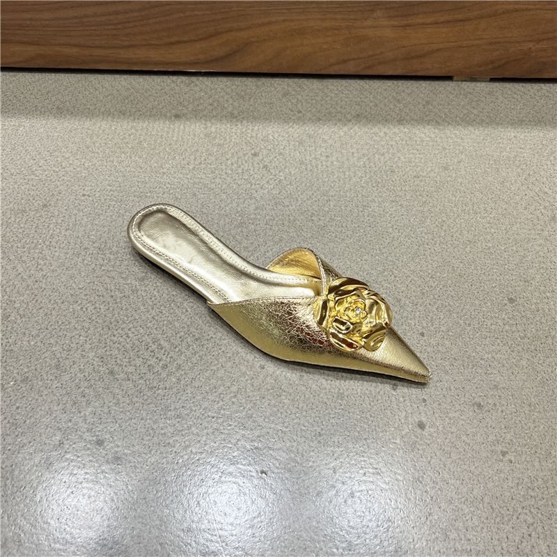 Damen elegante Mules mit Blumendekor EB