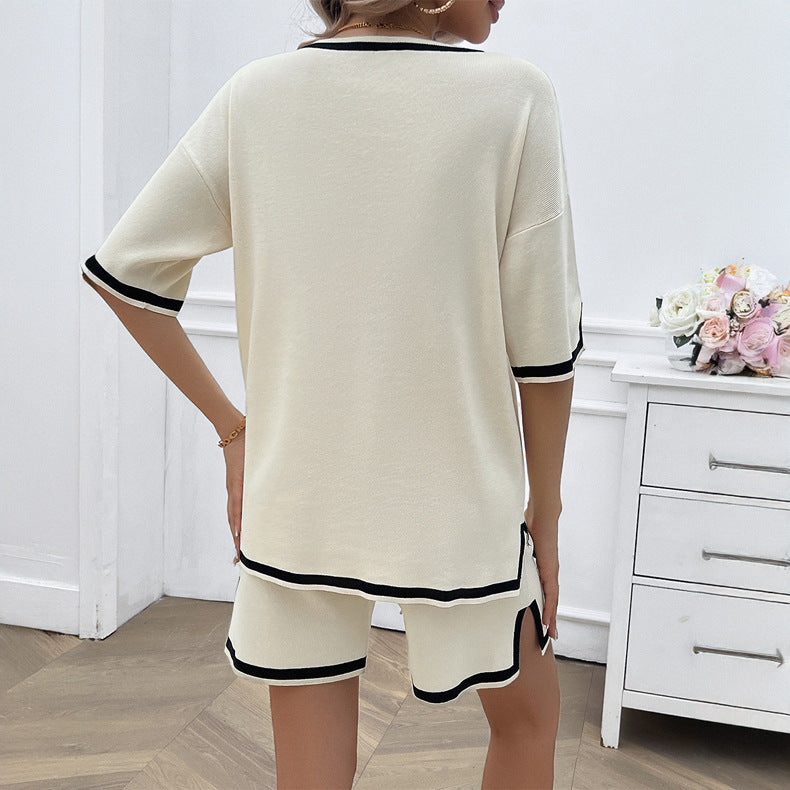 Damen Lässiges Sommer Ensemble mit kurzem Oberteil und bequemen Shorts EB