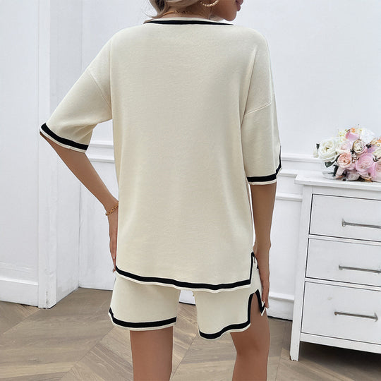 Damen Lässiges Sommer Ensemble mit kurzem Oberteil und bequemen Shorts EB