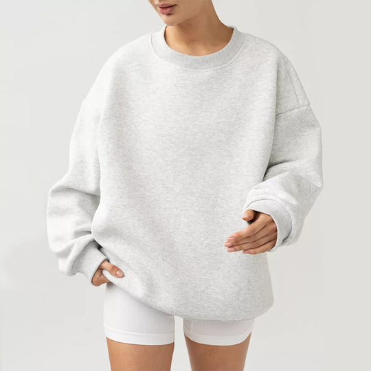 Damen oversized Sweatshirt mit Rundhalsausschnitt, French-Terry Innenfutter und überschnittener Schulter EB