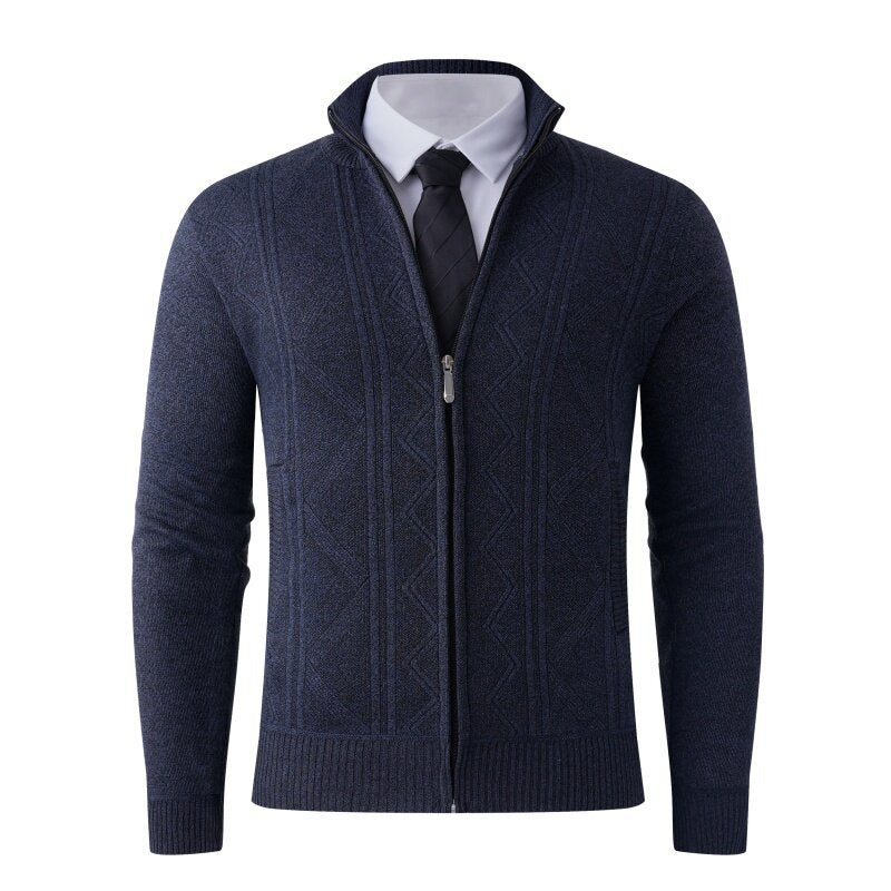Herren Strickjacke mit modernem Zipper und strukturiertem Design EB
